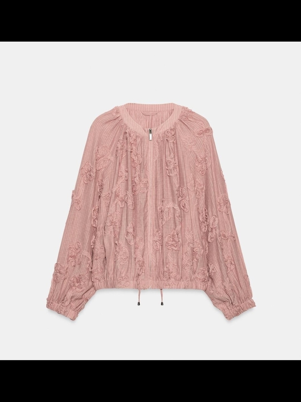 Zara Pink Textured Floral Bomber Jacket - Picture 5 of 12